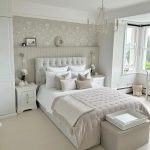 Off-White Fabric Double Ottoman Bed