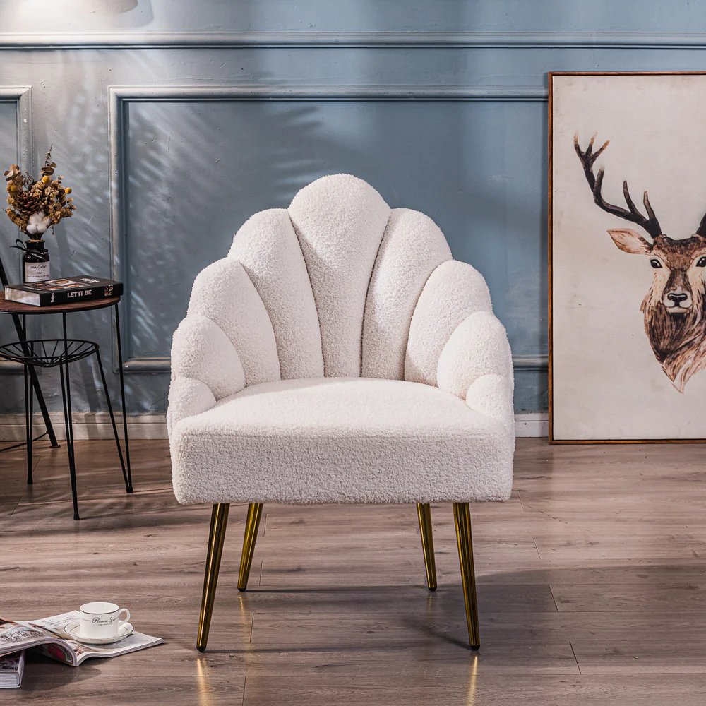 Metal & White Velvet Retro Armchair